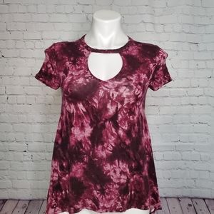 Mudd Tie Dye Maroon Fuschia Swing T-Shirt Size S
